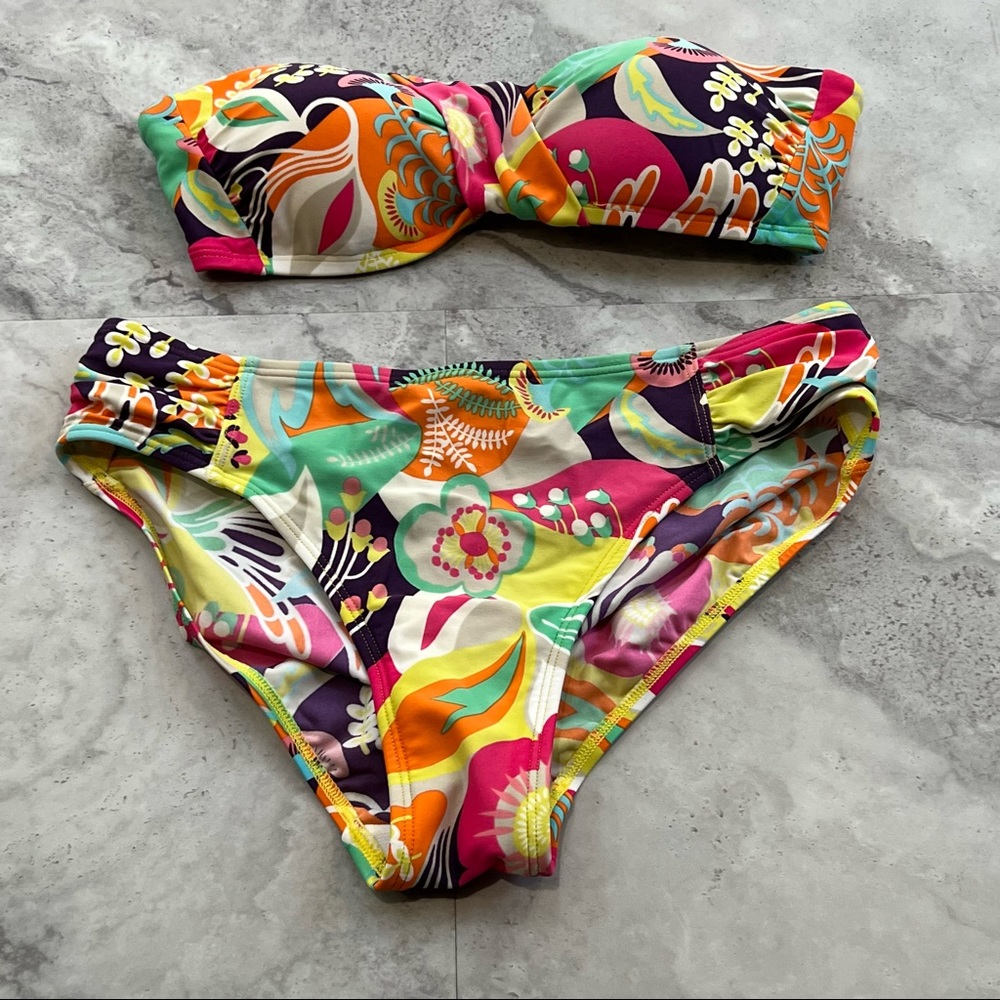 Boden Multicolor Floral Bandeau Bikini Set